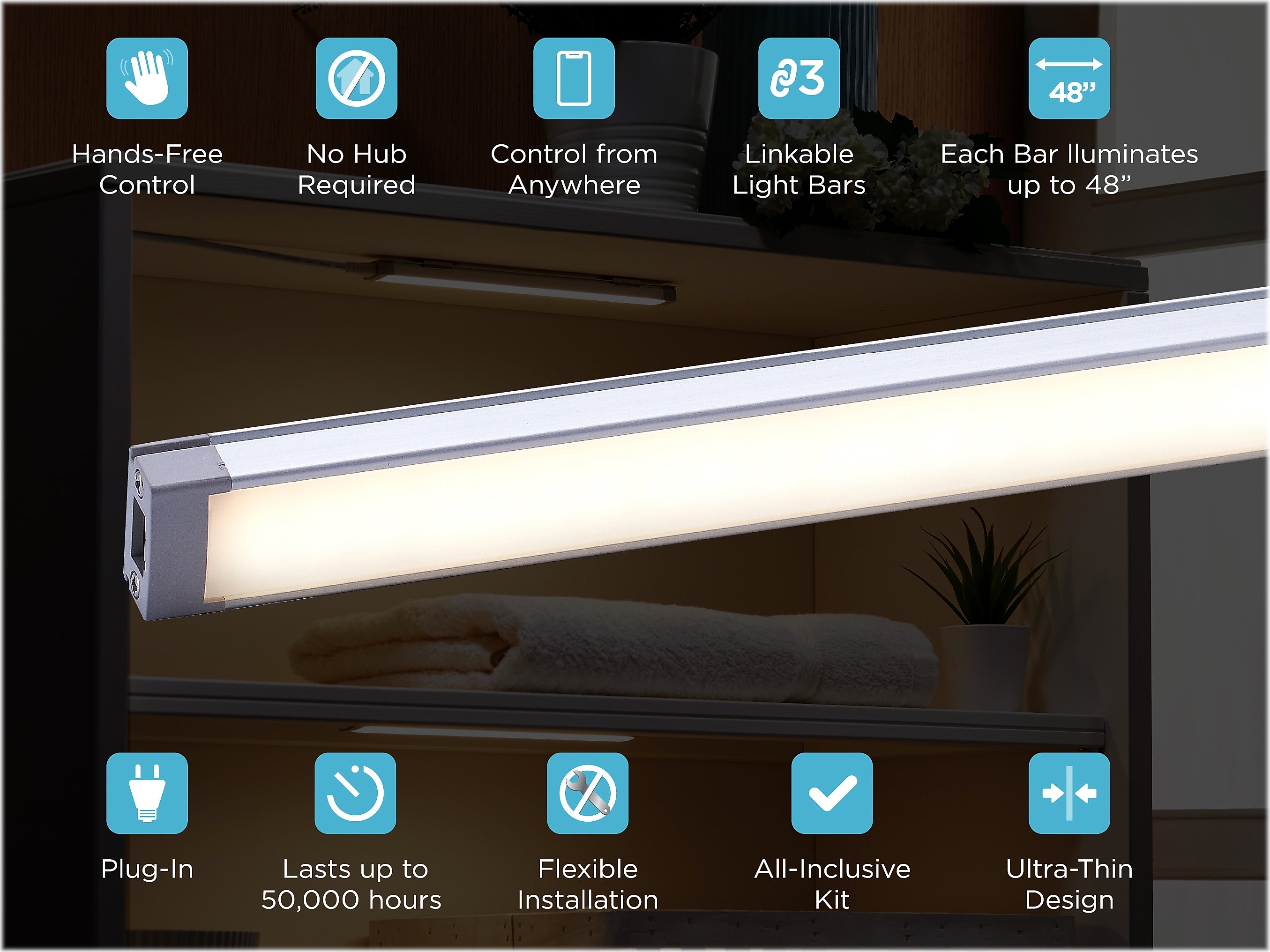 Black & Decker Smart Single-Bar LED Light Kit, Matte White