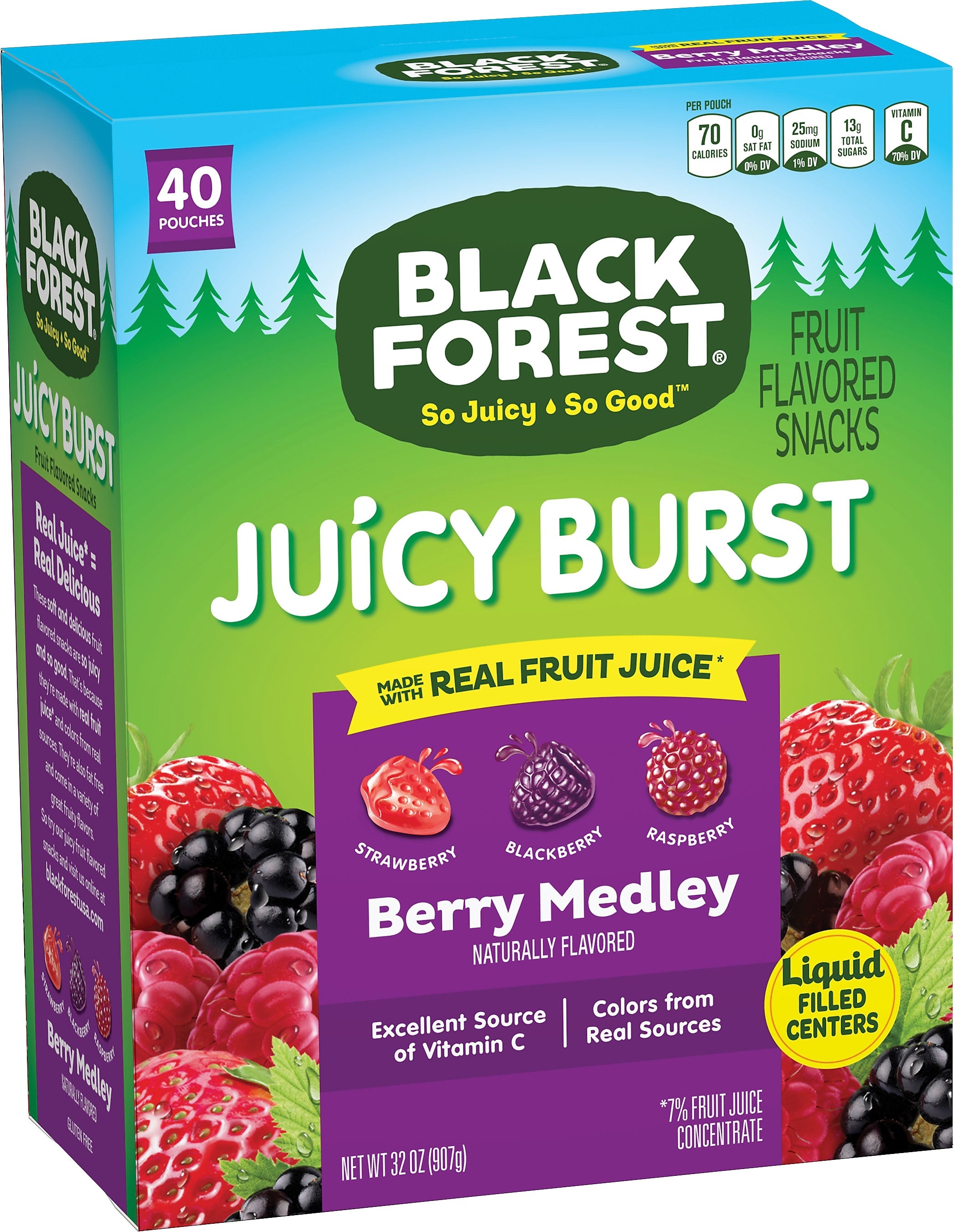 Black Forest Juicy Burst Berry Mix Fruit Snacks, 32 oz., 40 Packs/Box