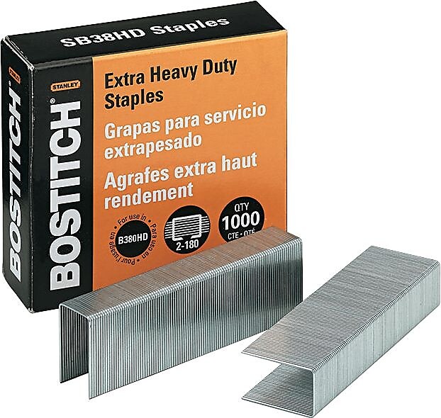 Bostitch 3/8" Length High Capacity Staples, Full Strip, 1000/Box