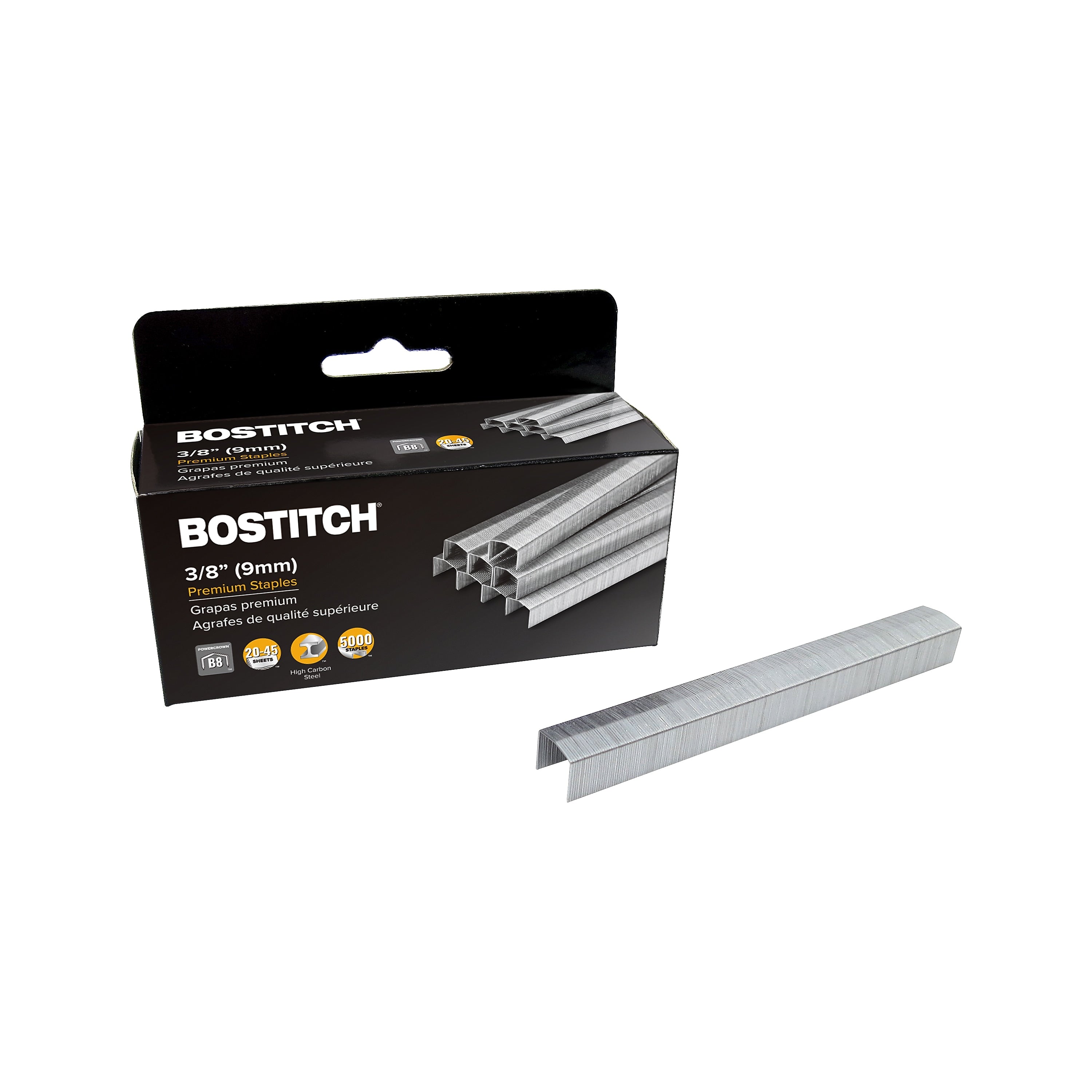 Bostitch B8 PowerCrown Chisel Tip Staples, 0.38" Leg Length, 5000/Box