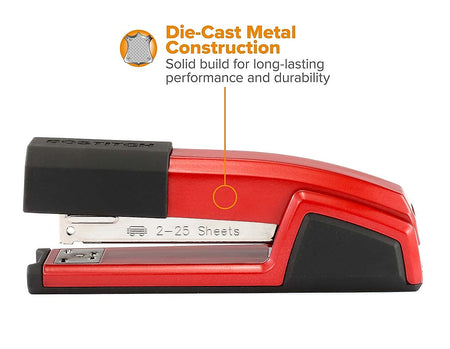 Bostitch Epic Desktop Stapler, 25 Sheet Capacity, Red