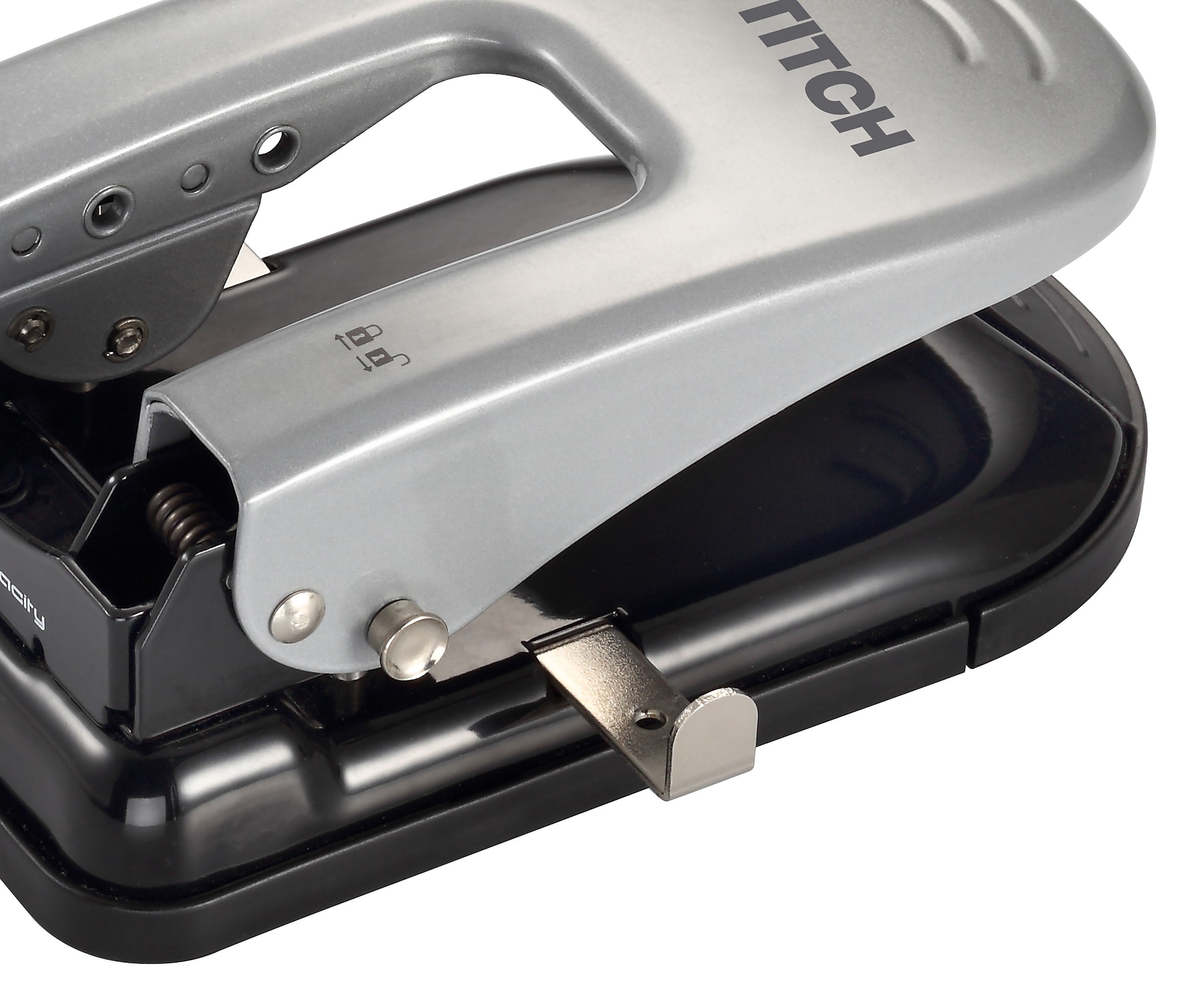 Bostitch EZ Squeeze 2-Hole Punch, 40 Sheet Capacity, Black/Silver