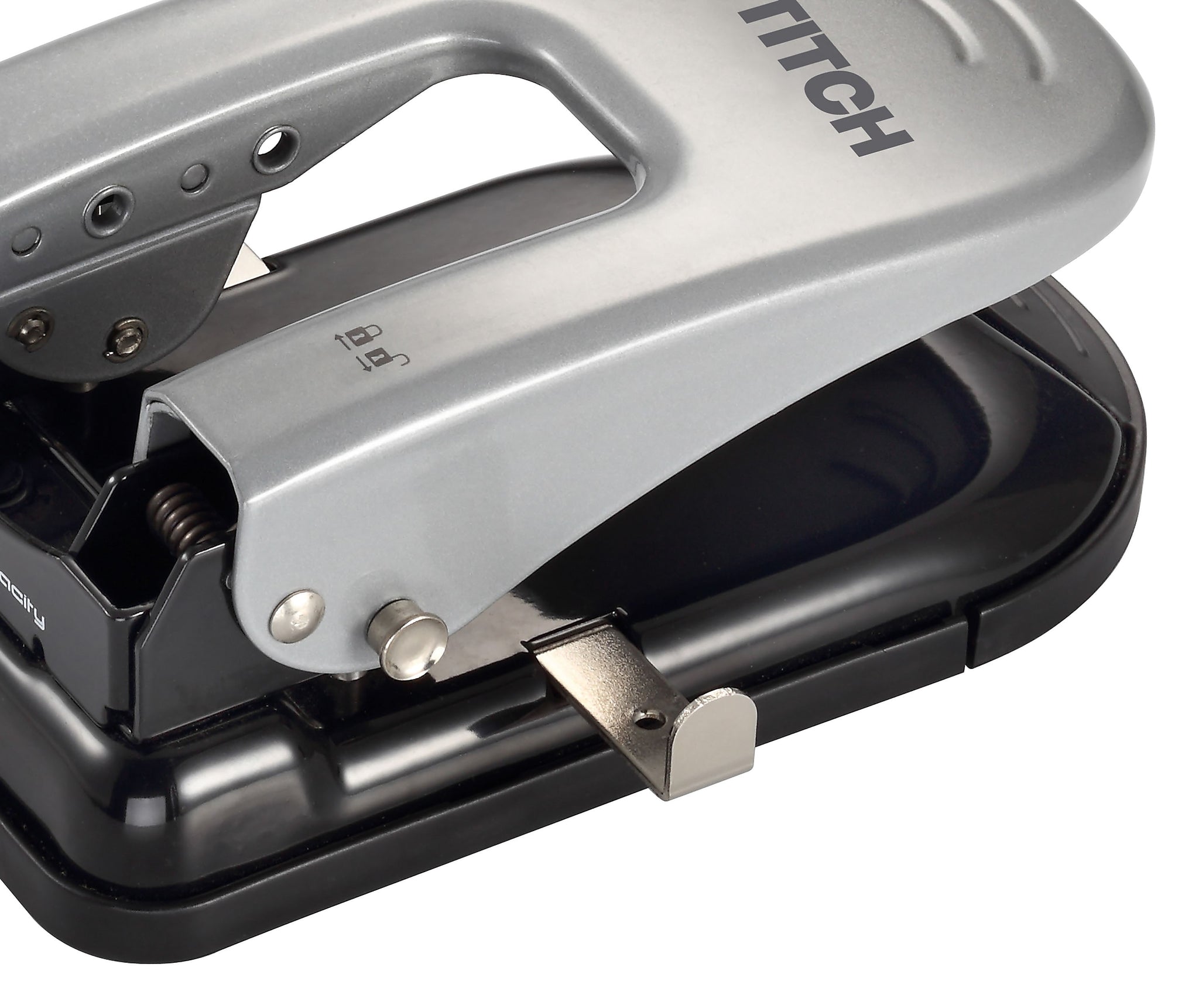 Bostitch EZ Squeeze 2-Hole Punch, 40 Sheet Capacity, Black/Silver