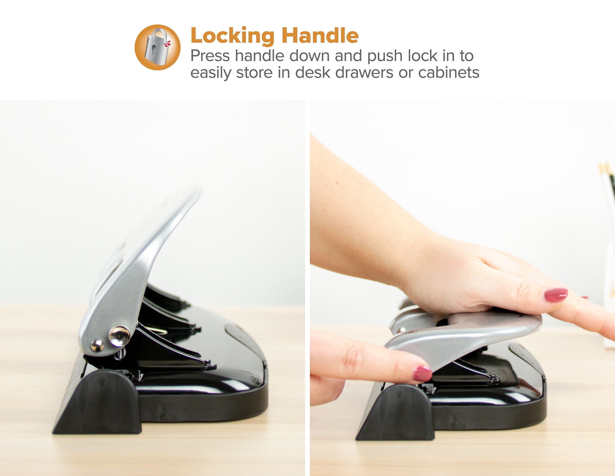 Bostitch EZ Squeeze 3-Hole Punch, 20-Sheet Capacity, Silver/Black