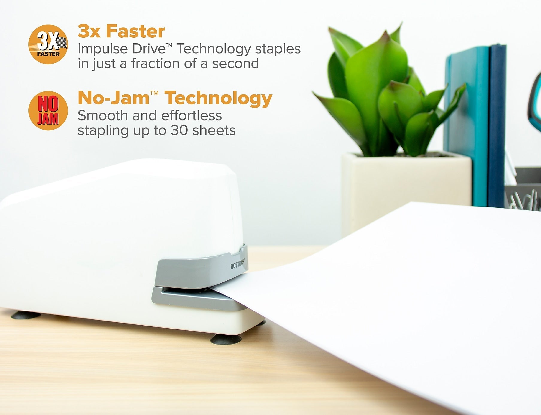 Bostitch Impulse 25 Electric Stapler, Full-Strip Capacity, White