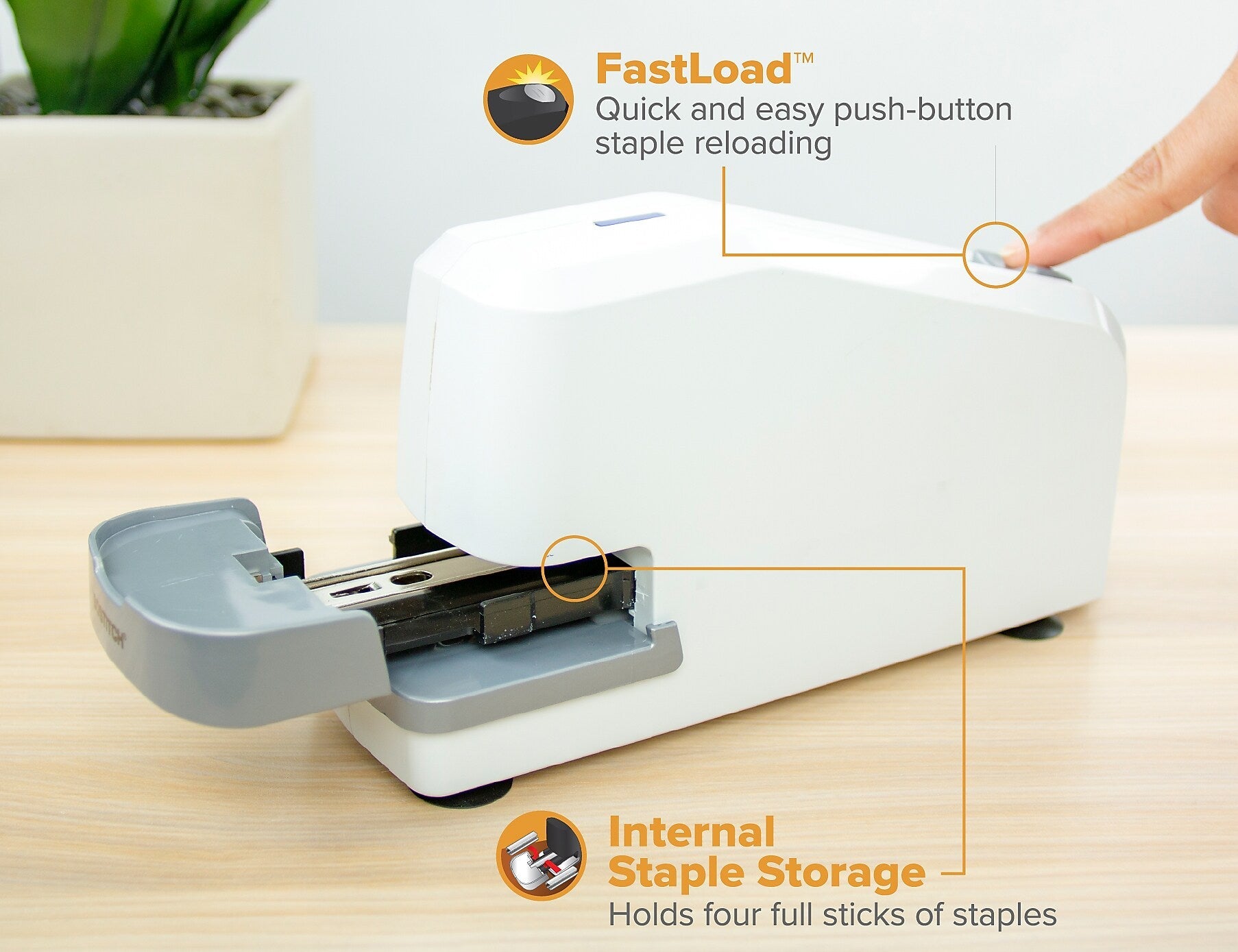Bostitch Impulse 25 Electric Stapler, Full-Strip Capacity, White
