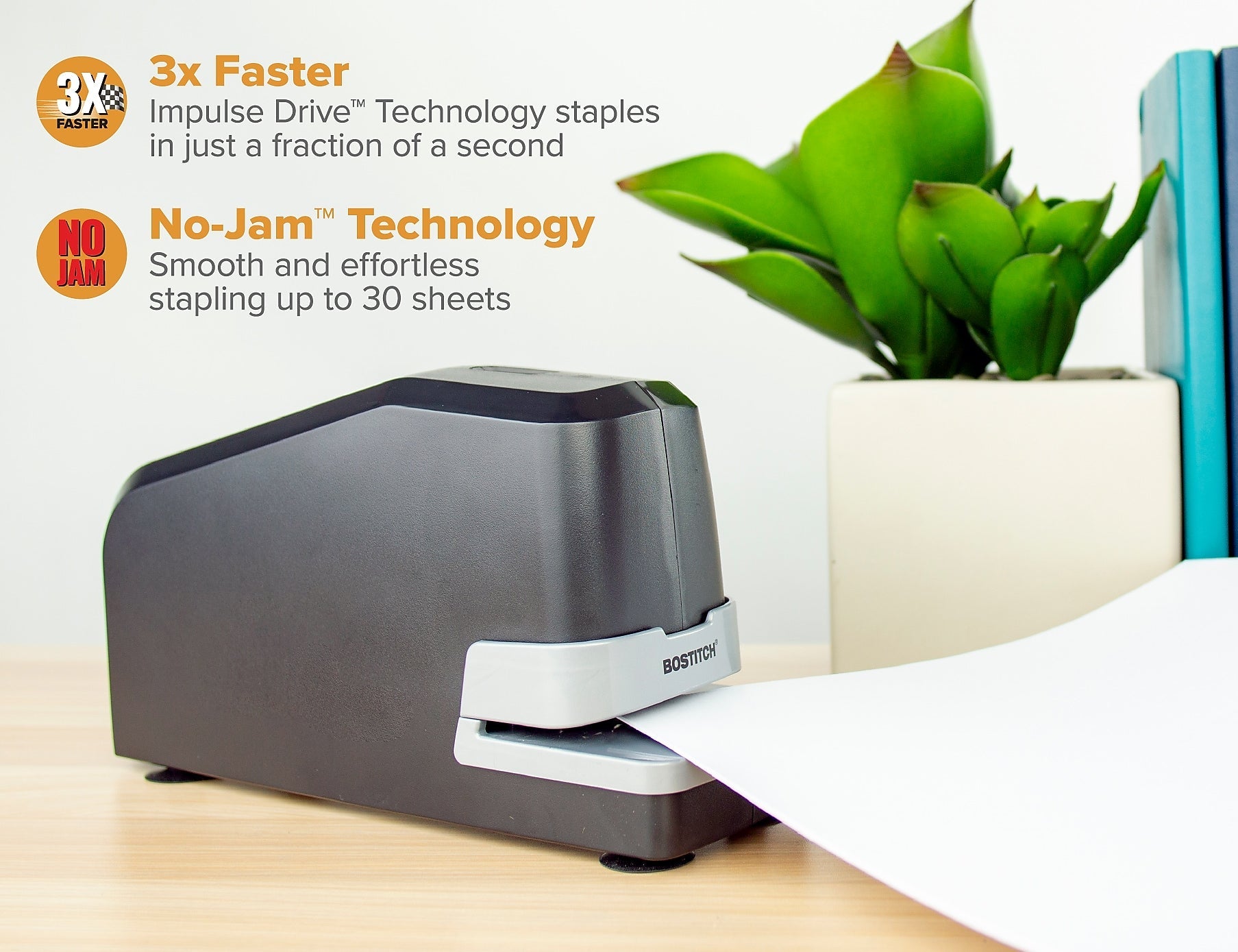 Bostitch Impulse 30 Electric Stapler, 30 Sheet Capacity, Black