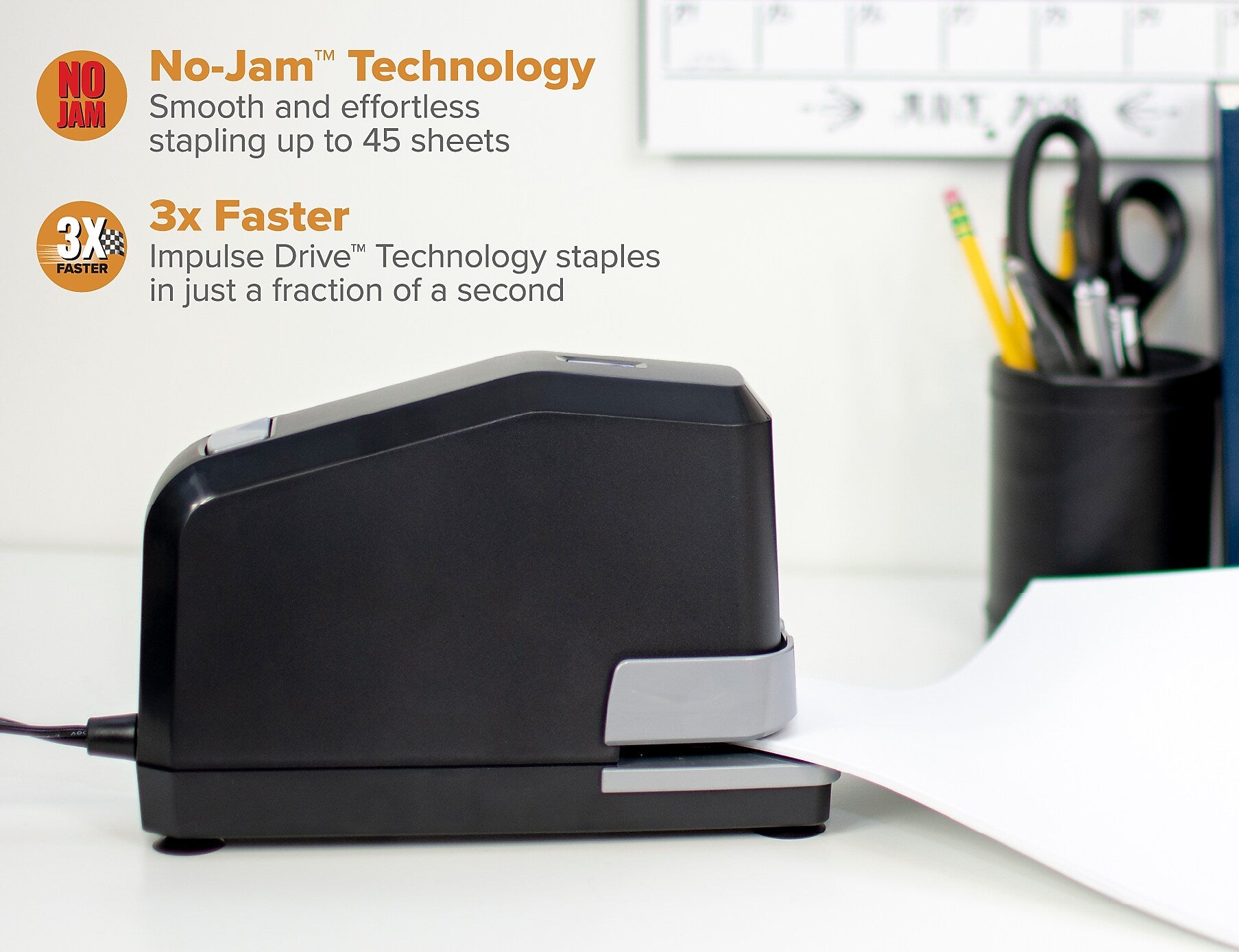 Bostitch Impulse Electric Stapler, 45-Sheet Capacity, Black