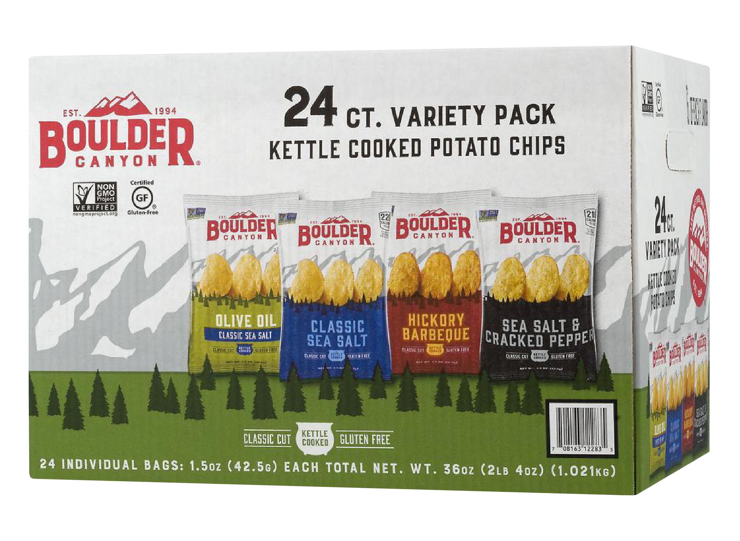 Boulder Canyon Variety Pack Potato Chips, 1.5 oz. Bags, 24 Bags/Carton
