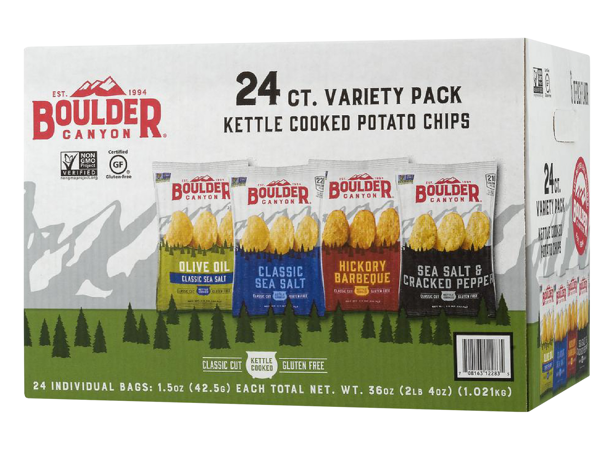 Boulder Canyon Variety Pack Potato Chips, 1.5 oz. Bags, 24 Bags/Carton