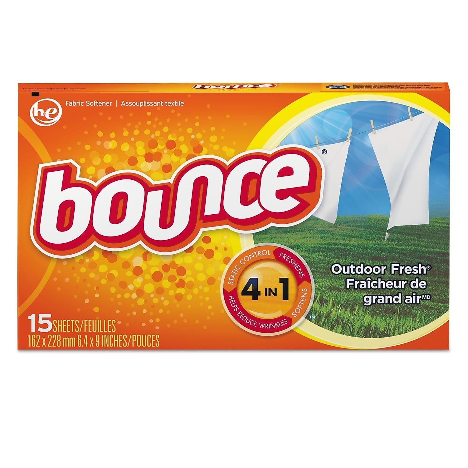 Bounce® Fabric Softener Sheets, Outdoor Fresh 225/Carton