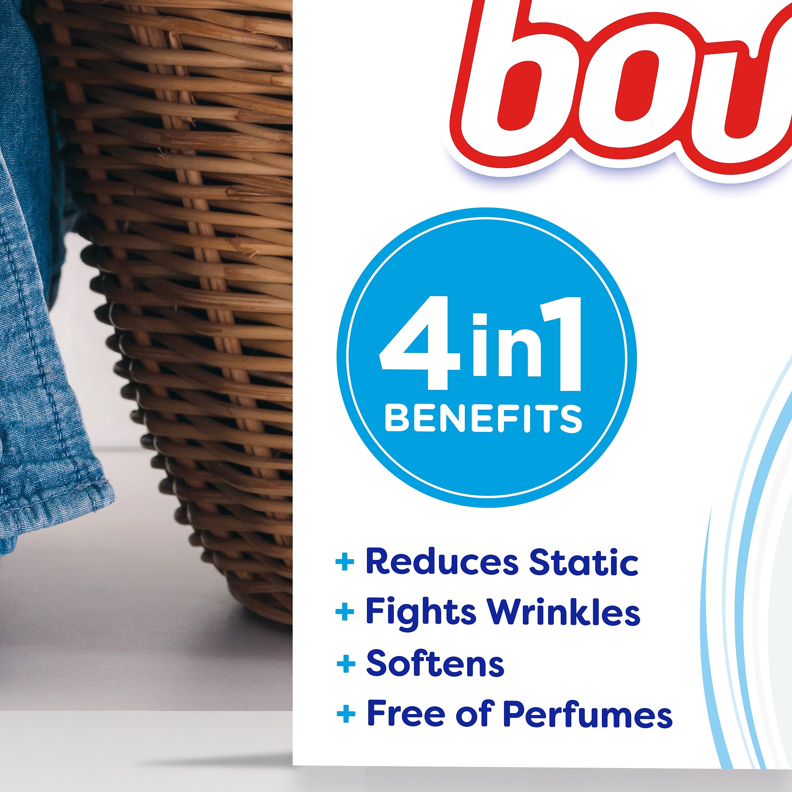 Bounce Free & Gentle Fabric Softener Dryer Sheets, Unscented, 240 Sheets/Box