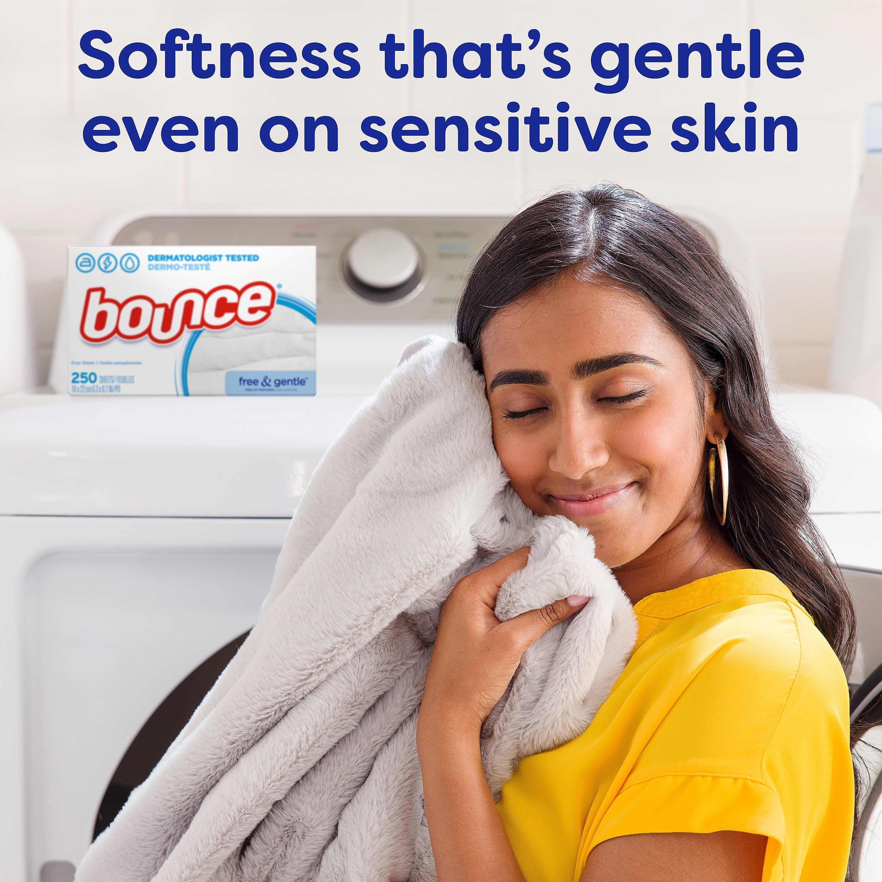 Bounce Free & Gentle Fabric Softener Dryer Sheets, Unscented, 240 Sheets/Box