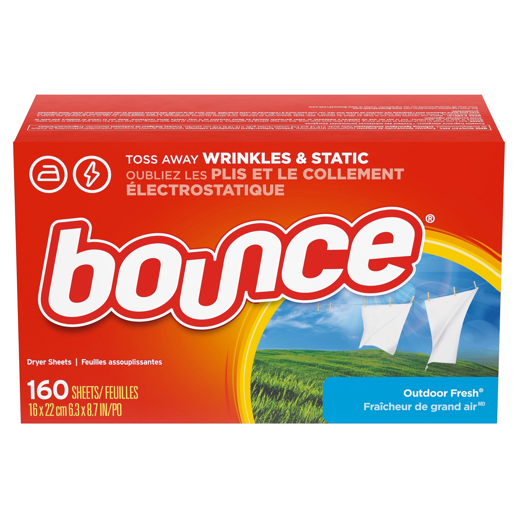 Bounce Outdoor Fresh Softener Dryer Sheets, 160/Box