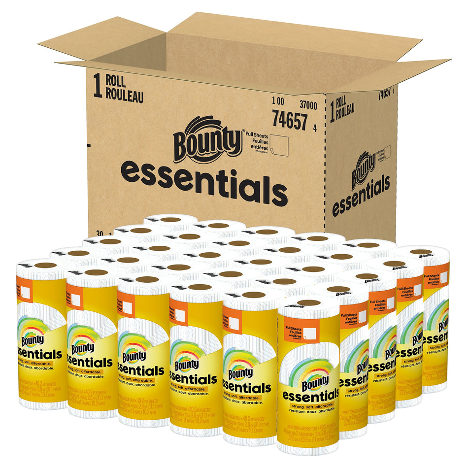 Bounty Essentials Full Sheet Paper Towels, 2-ply, 40 Sheets/Roll, 30 Rolls/Pack