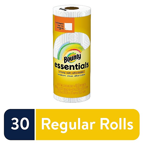 Bounty Essentials Full Sheet Paper Towels, 2-ply, 40 Sheets/Roll, 30 Rolls/Pack