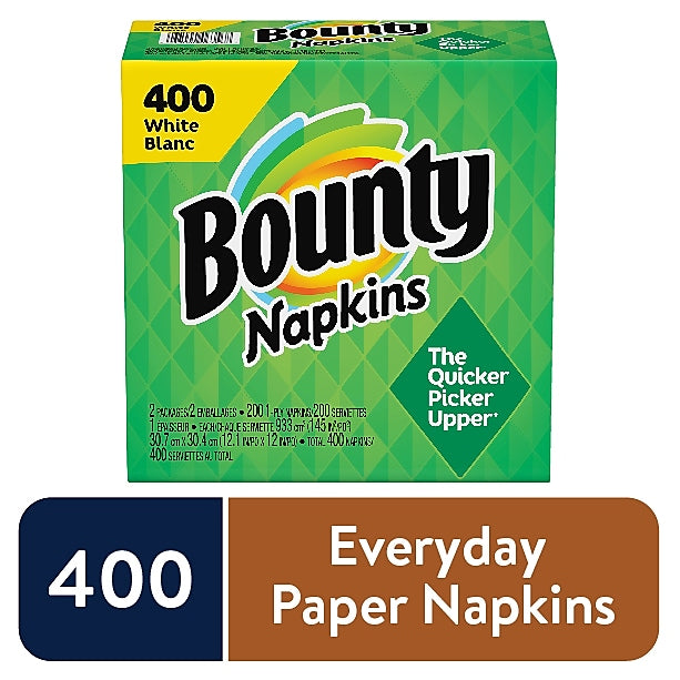Bounty Quilted Lunch Napkin, 1-ply, White, 400 Napkins/Pack