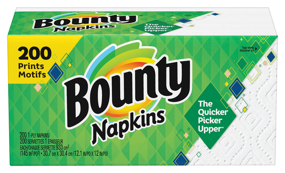 Bounty Quilted Napkin, 1-ply, White, 200 Napkins/Pack