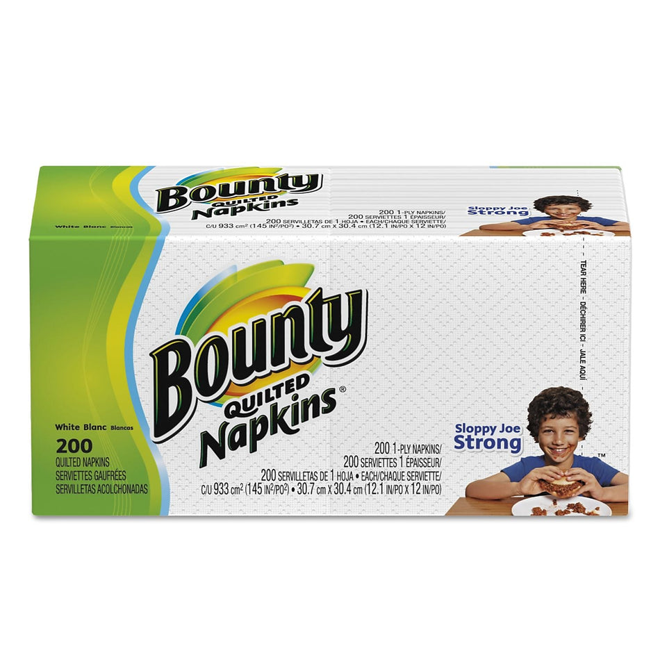 Bounty Quilted Napkins, 1-Ply, White, 200/Pack, 8 Pack/Carton