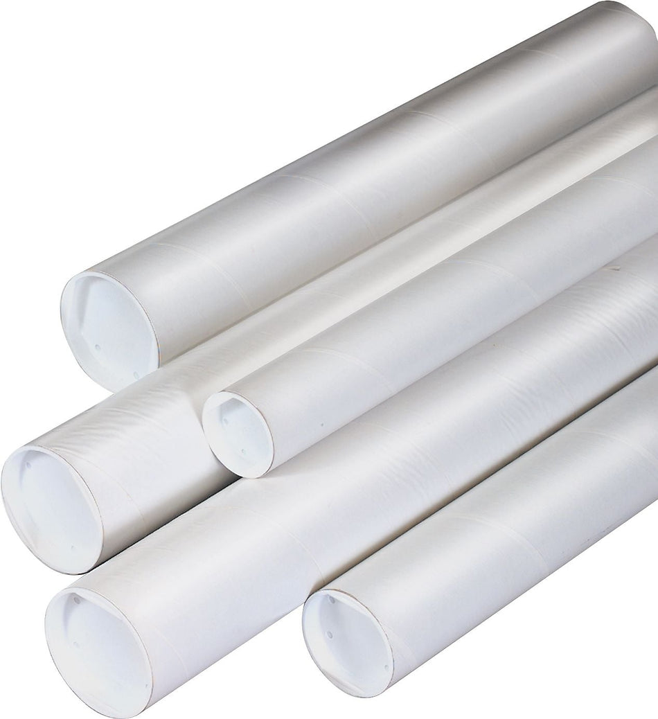 Box Partners White Mailing Tubes, 2" x 12", 50/Case