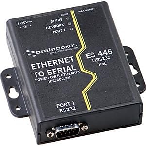 Brainboxes 1-Port RS-232 PoE Ethernet To Serial Device Server