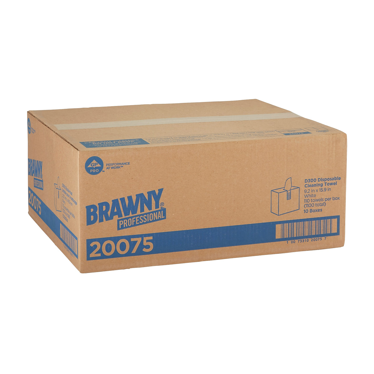 Brawny Professional D300 Cellulose Cleaning Wipers, 16" x 9.25", White, 110 Wipers/Box