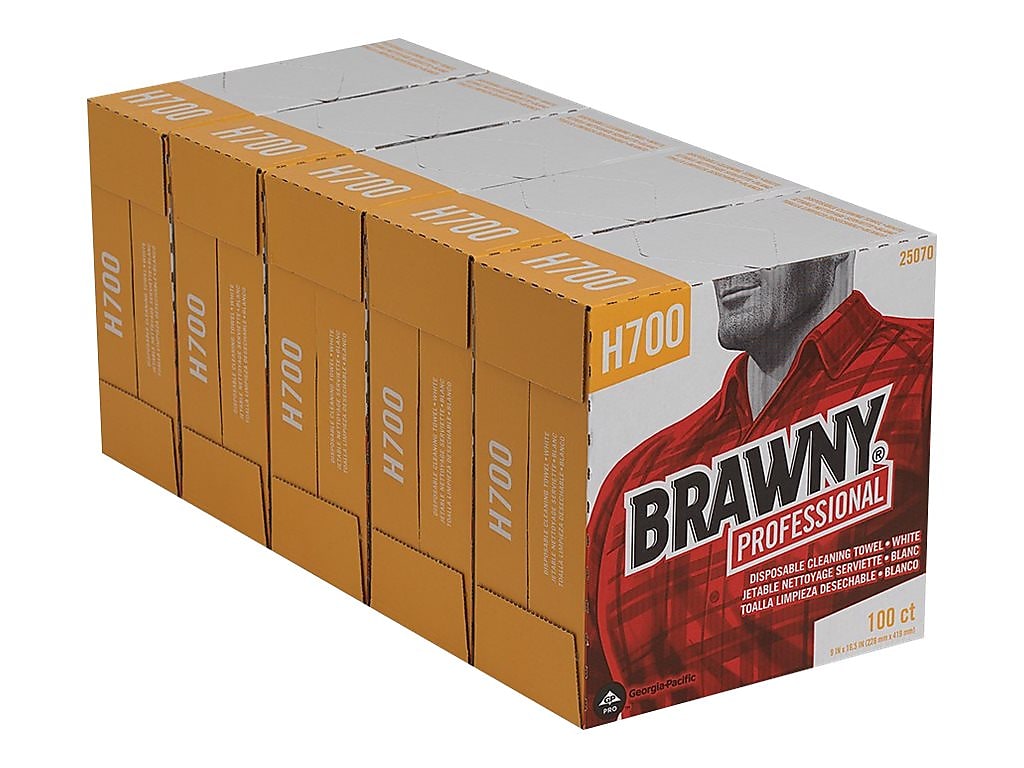 Brawny Professional H700 Heavy Duty Multifold Paper Towels, 1-Ply, 100 Sheets/Pack, 5 Packs/Carton