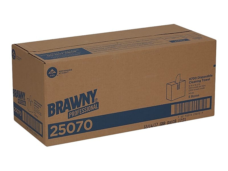 Brawny Professional H700 Heavy Duty Multifold Paper Towels, 1-Ply, 100 Sheets/Pack, 5 Packs/Carton