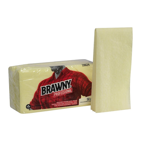 Brawny Professional Nylon Dusting Wipers, 24" x 24", Yellow, 200 Wipers/Box