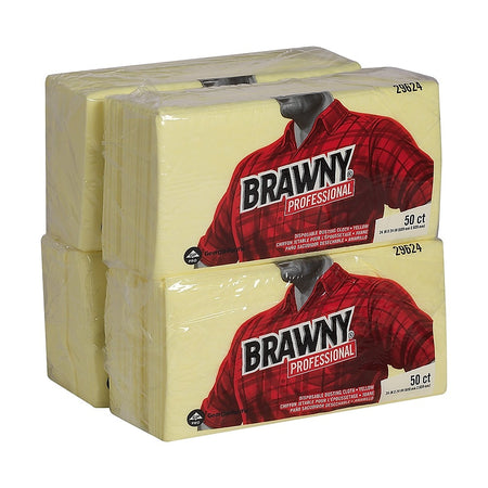 Brawny Professional Nylon Dusting Wipers, 24" x 24", Yellow, 200 Wipers/Box