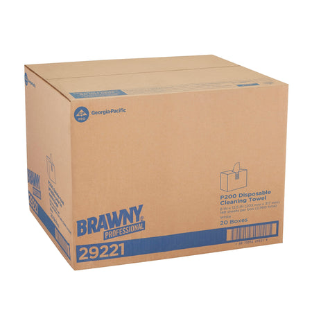 Brawny Professional P200 Disposable Cleaning Towel, White, 148 Towels/Box, 20 Boxes/Case