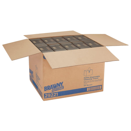 Brawny Professional P200 Disposable Cleaning Towel, White, 148 Towels/Box, 20 Boxes/Case