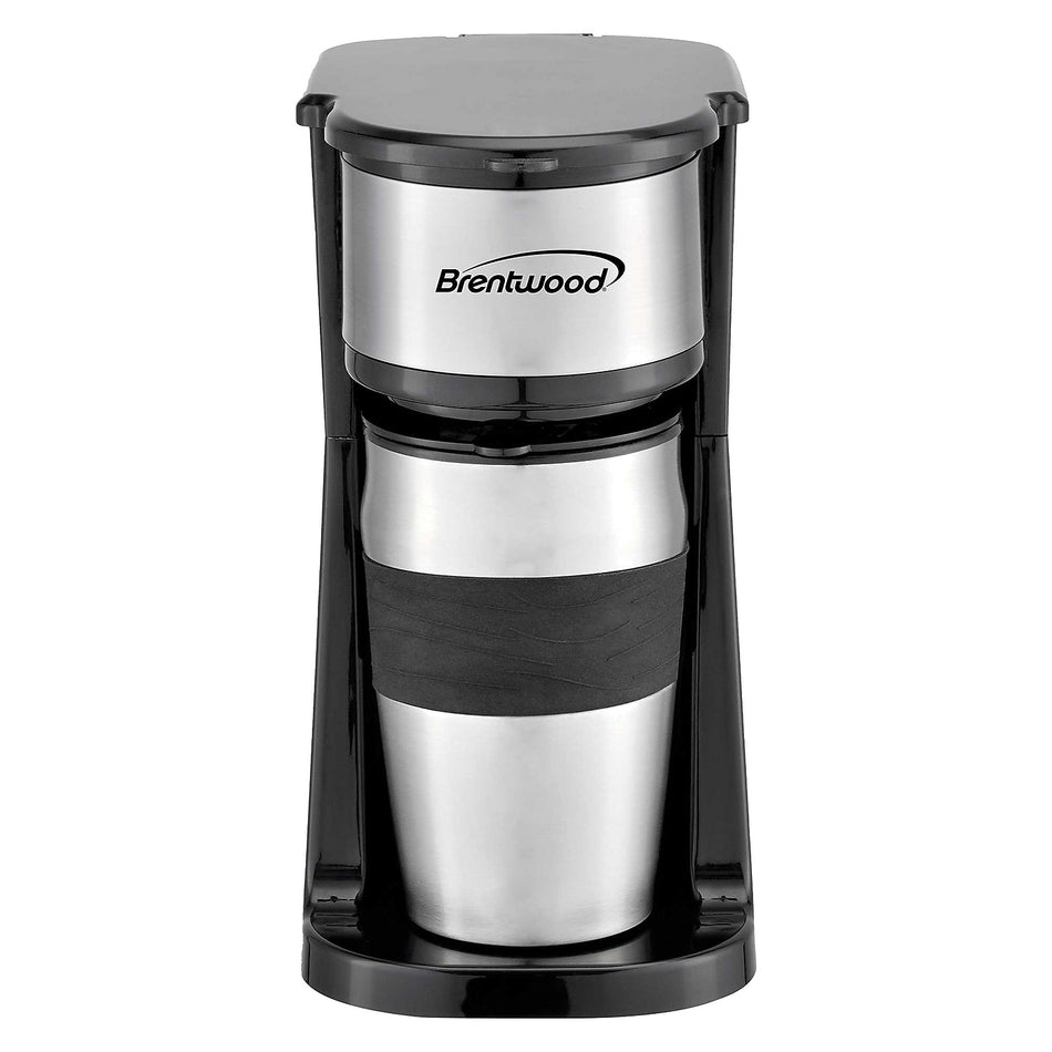 Brentwood Portable Single-Serve Coffee Maker with 14-Oz. Travel Mug, Black