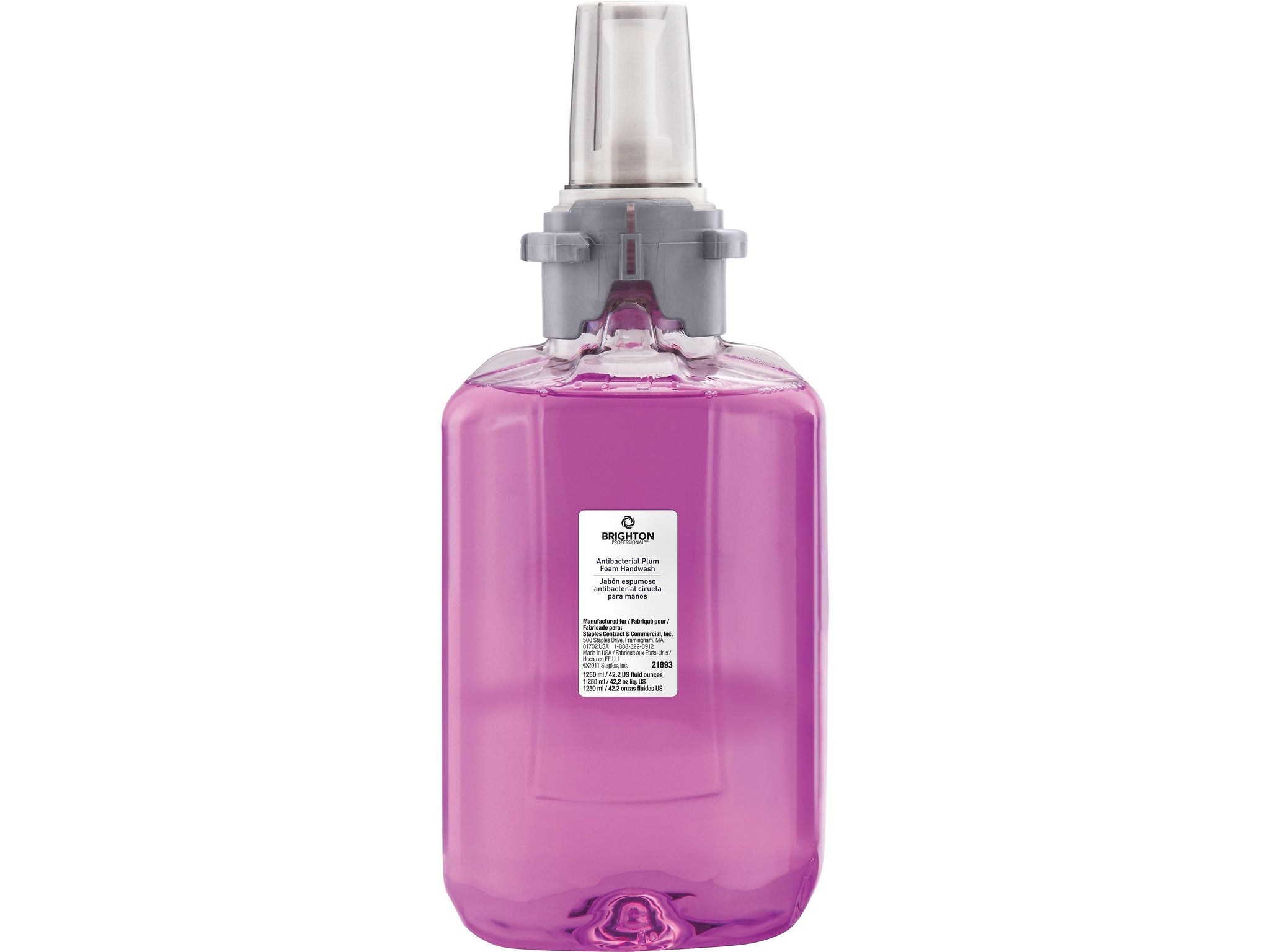 Brighton Professional Antibacterial Foaming Hand Soap Refill for ADX 12 Dispenser, Plum Scent, 3/Carton