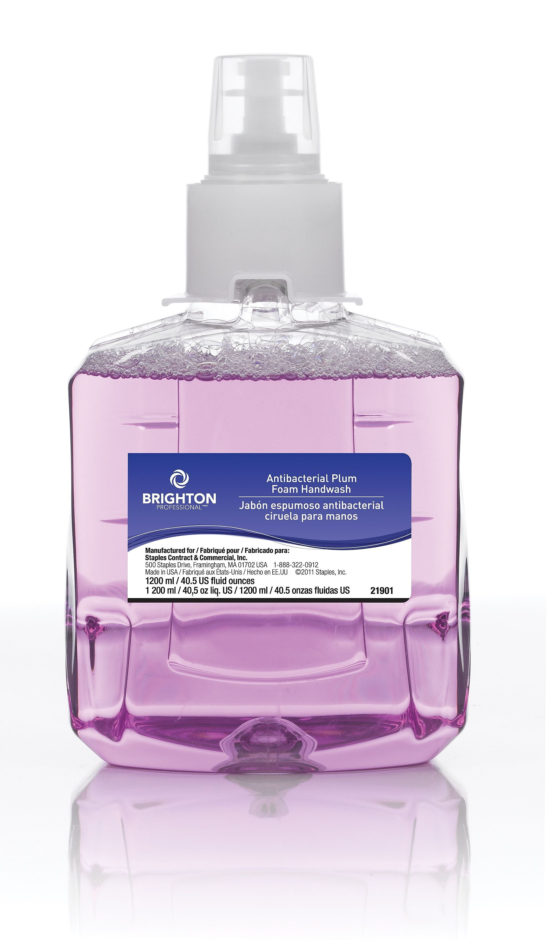 Brighton Professional Antibacterial Foaming Hand Soap Refill for LTX 12 Dispenser, Plum Scent, 40.5 oz., 2/Carton