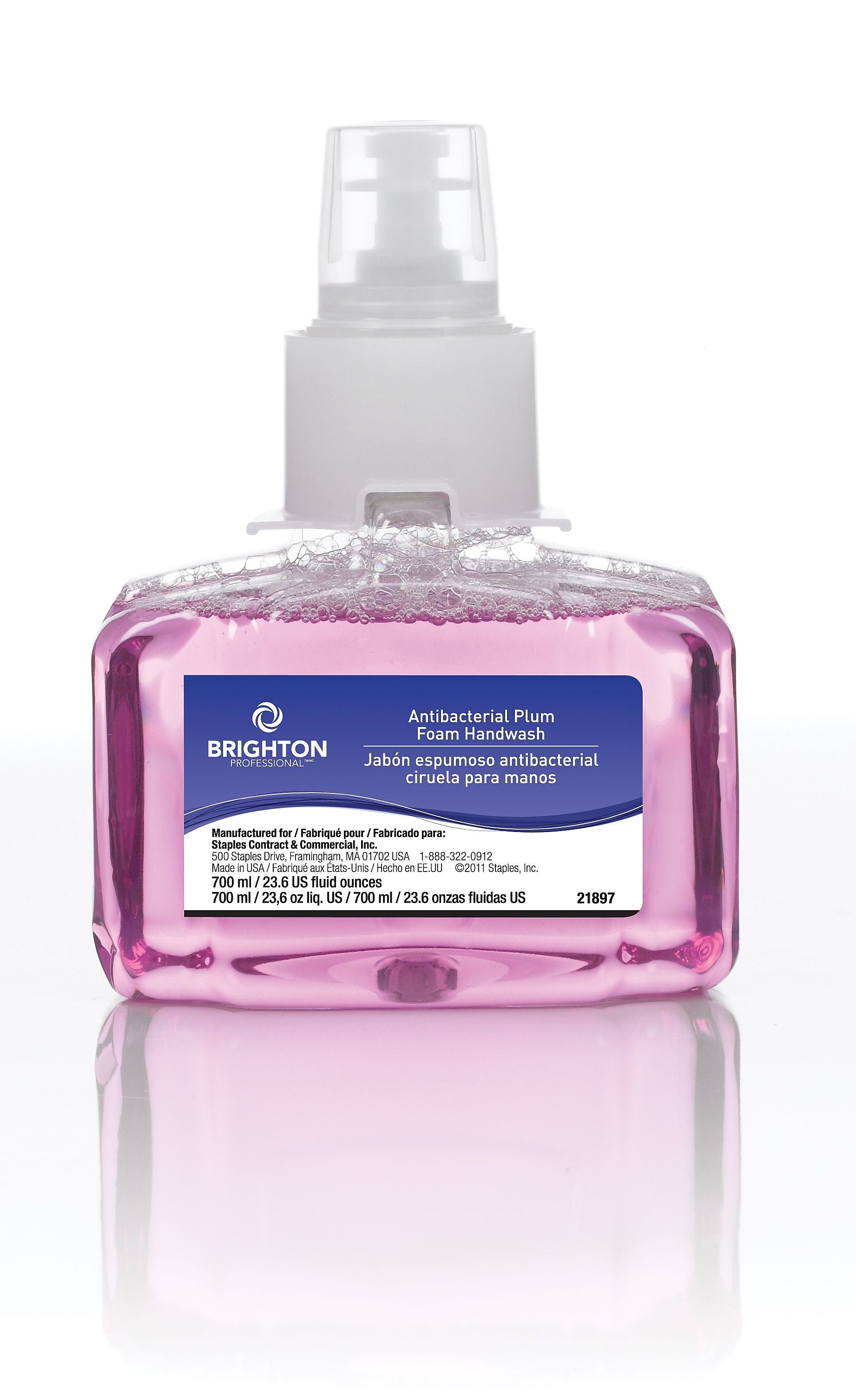 Brighton Professional Antibacterial Foaming Hand Soap Refill for LTX Dispenser, Plum Scent, 23.6 oz., 3/Carton