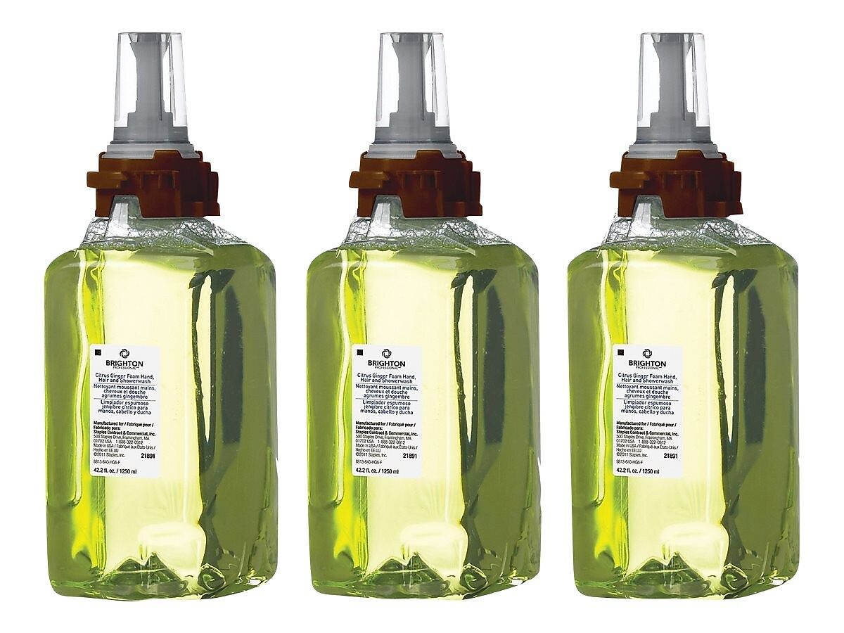 Brighton Professional Foaming Hand Soap Refill for Dispenser, Citrus Ginger Scent, 3/Carton