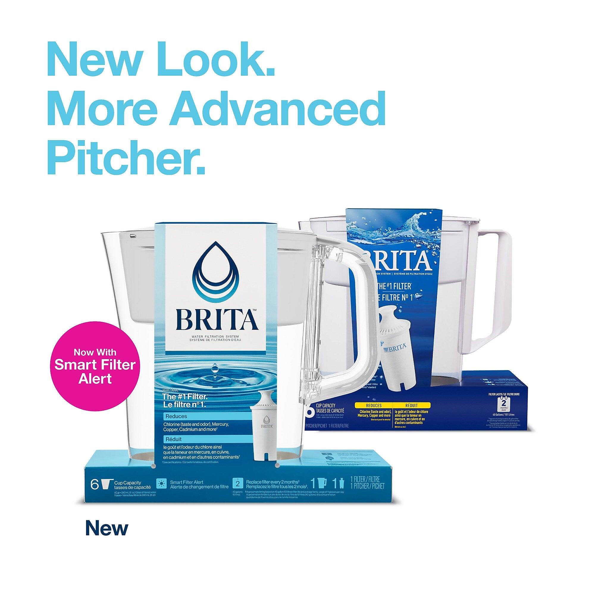Brita Denali Small 6 Cup Bright White Water Filter Pitcher with Filter