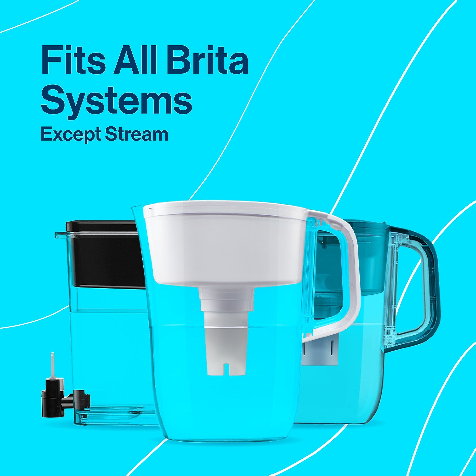 Brita Denali Small 6 Cup Bright White Water Filter Pitcher with Filter