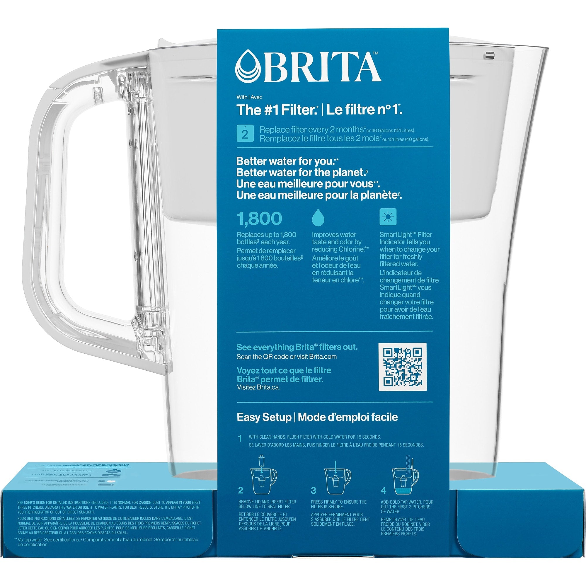 Brita Denali Small 6 Cup Bright White Water Filter Pitcher with Filter