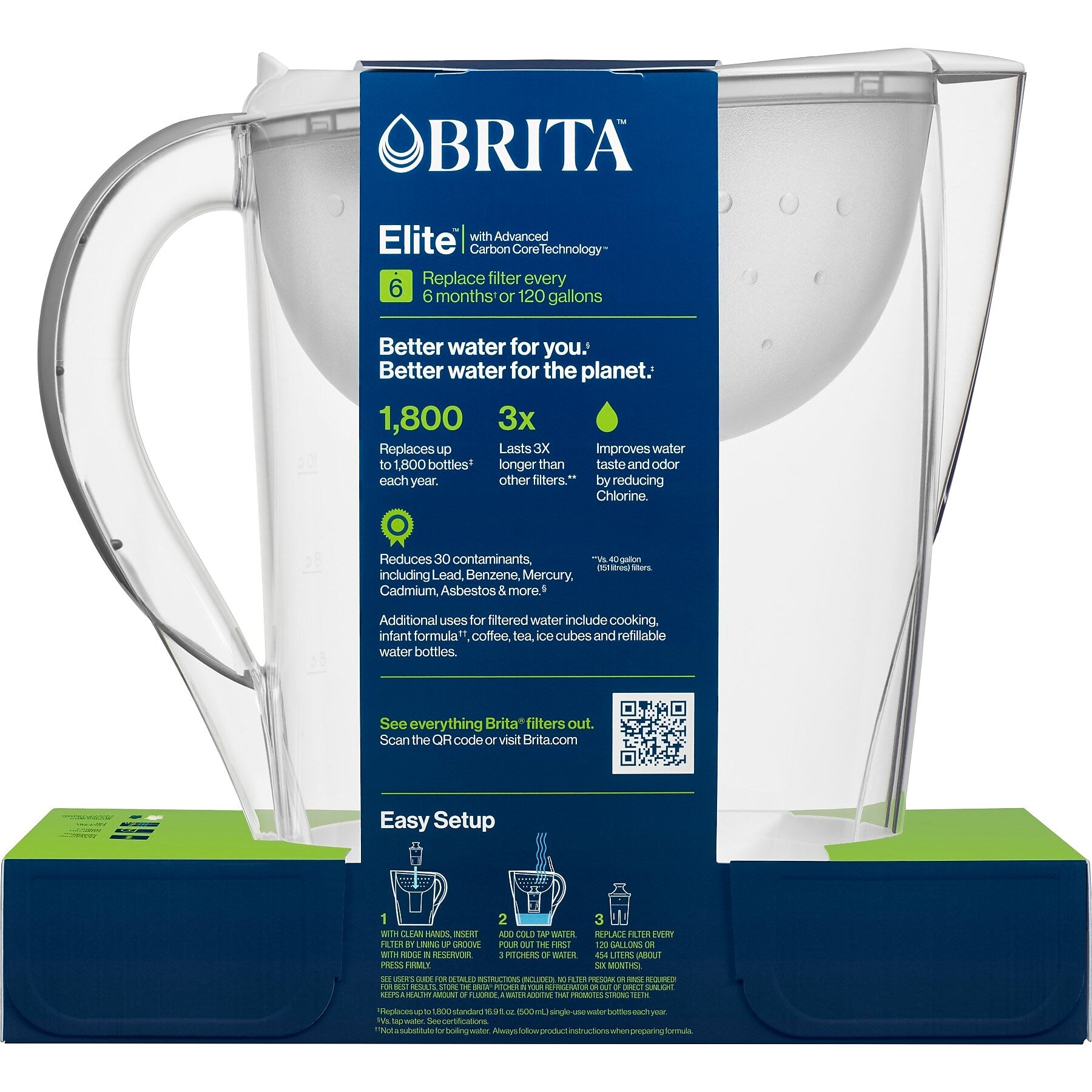 Brita Large 10 Cup Pacifica White Water Filter Pitcher withFilter