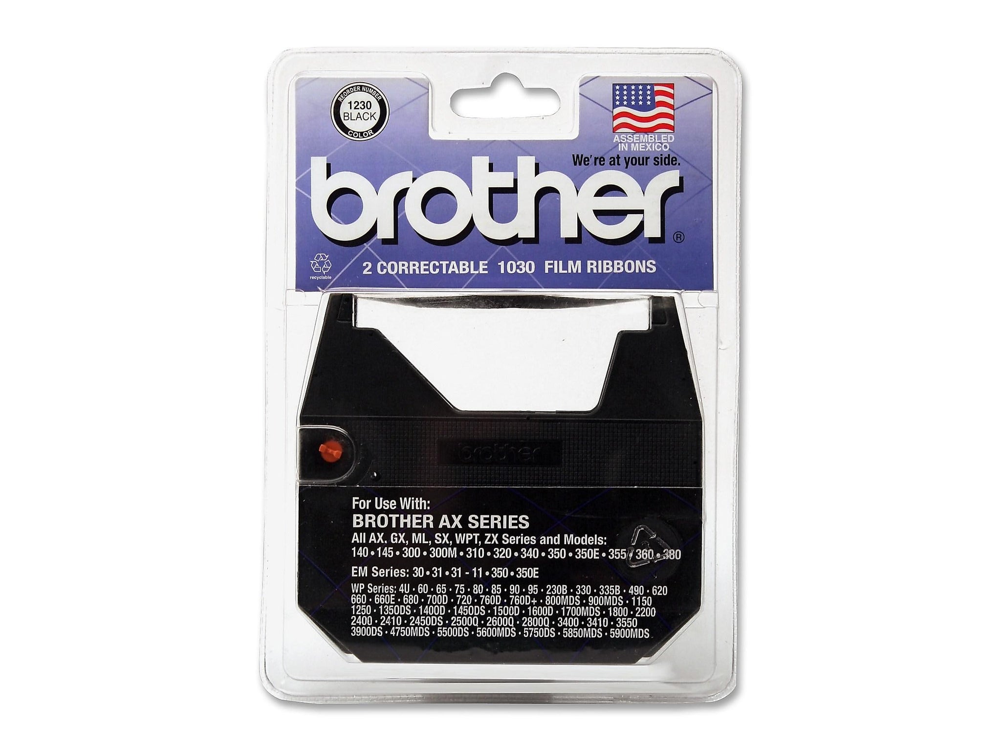 Brother 1230 Typewriter Ribbons, Black, 2/Pack
