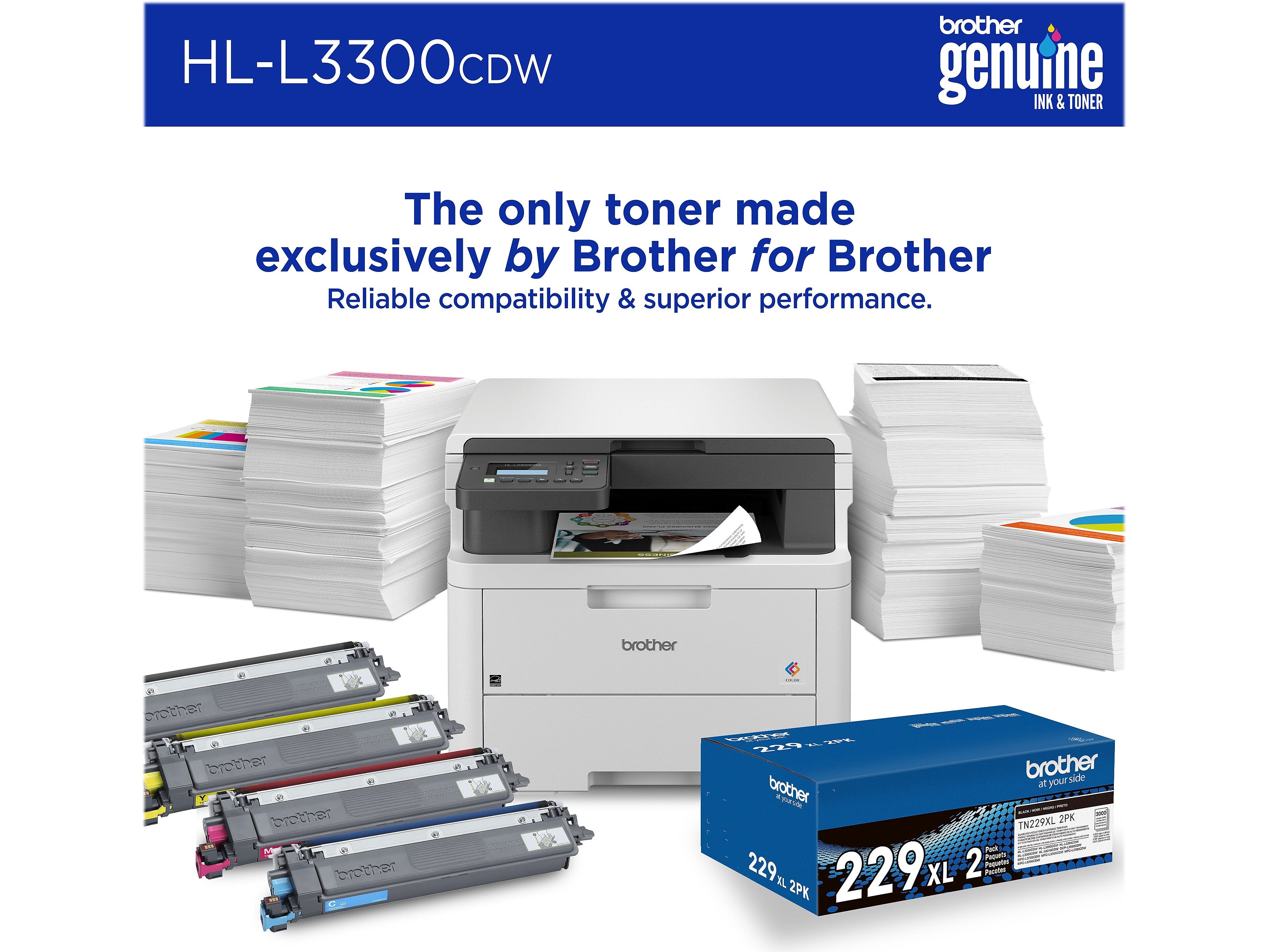Brother HL-L3300CDW Wireless Digital Multi-Function Printer, Laser Quality Output, Refresh Subscription Eligible