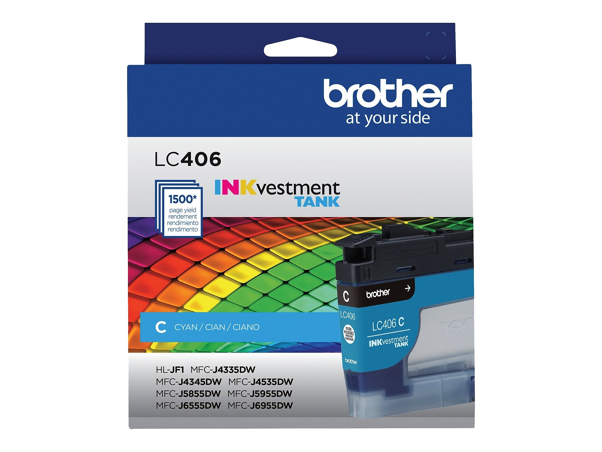 Brother INKvestment Tank LC406 Cyan Standard Yield Ink Cartridge, Prints Up to 1,500 Pages