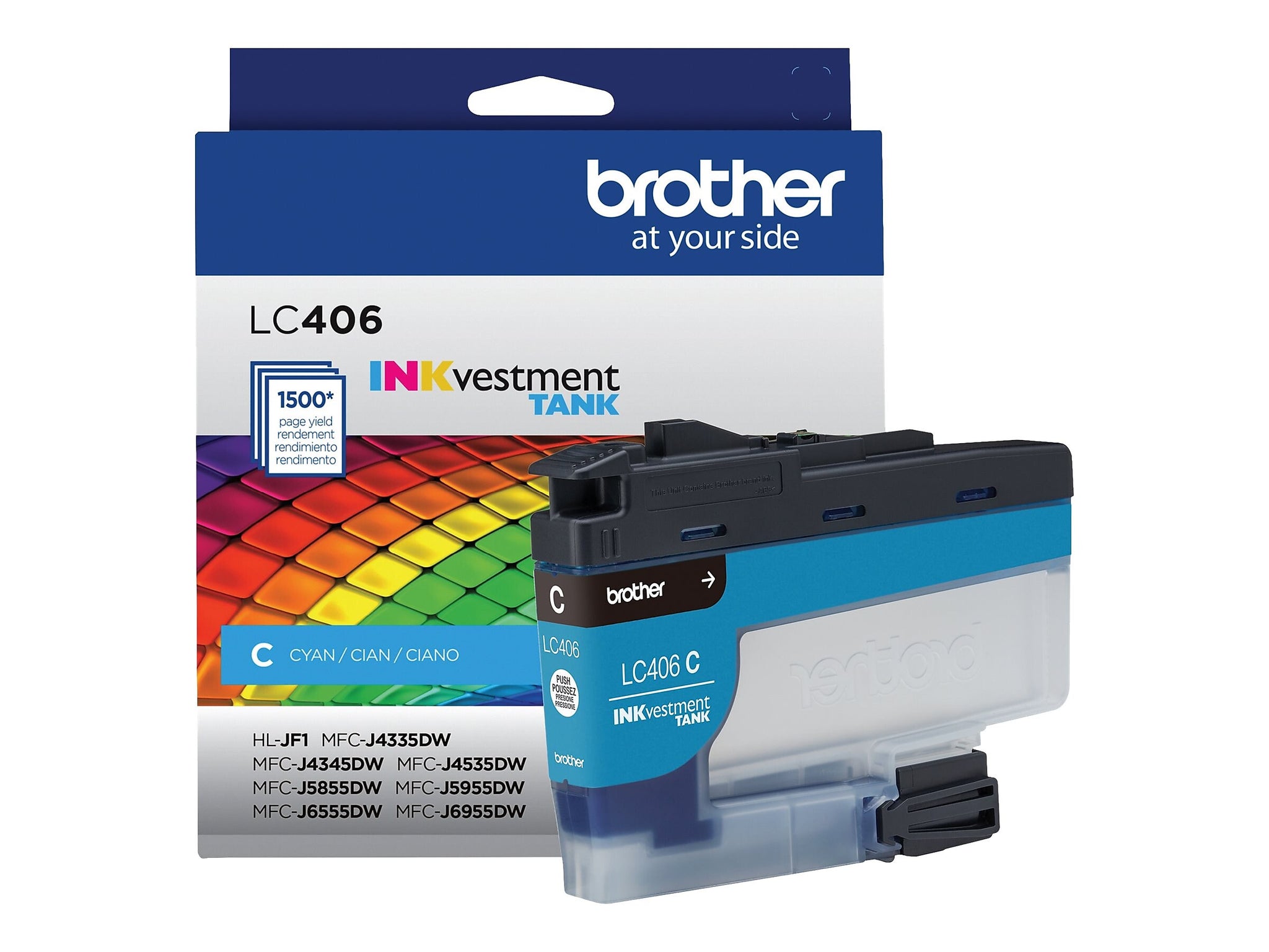 Brother INKvestment Tank LC406 Cyan Standard Yield Ink Cartridge, Prints Up to 1,500 Pages