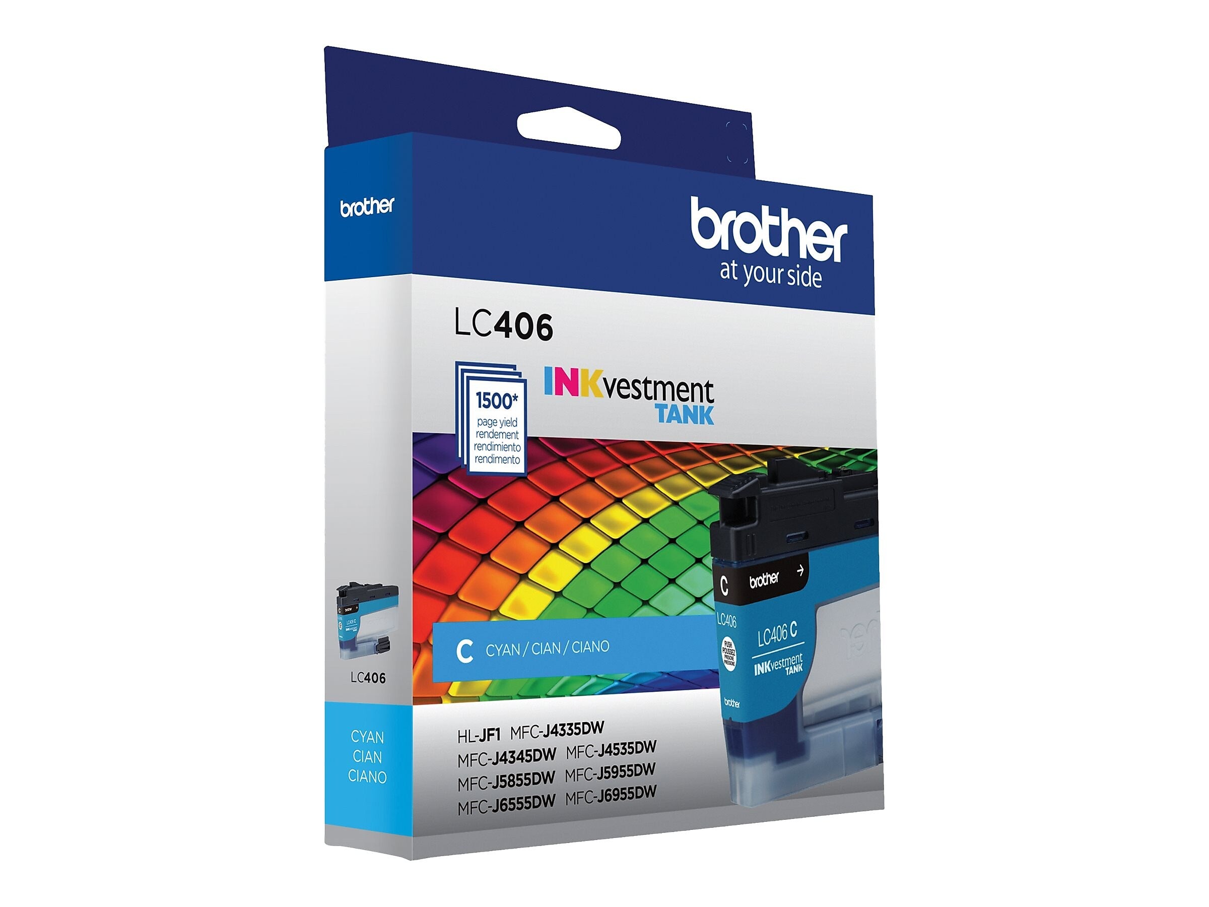 Brother INKvestment Tank LC406 Cyan Standard Yield Ink Cartridge, Prints Up to 1,500 Pages