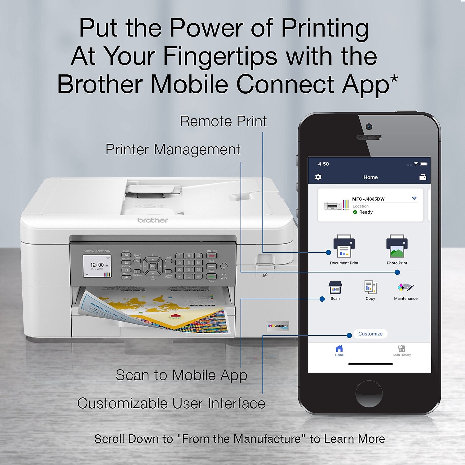 Brother INKvestment Tank MFC-J4335DW Wireless Color All-in-One Inkjet Printer