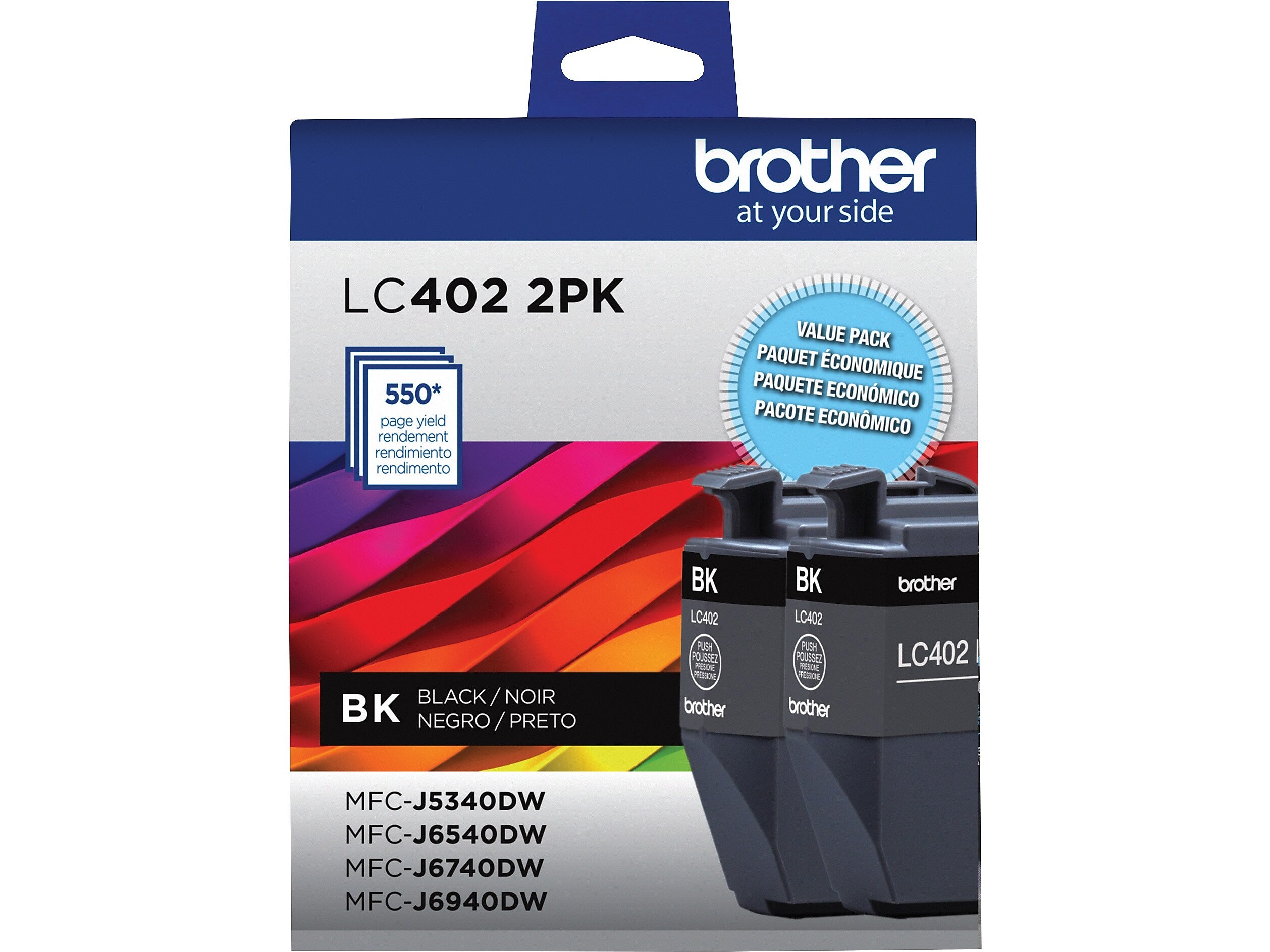 Brother LC402 Black Standard Yield Ink Cartridge, 2/Pack