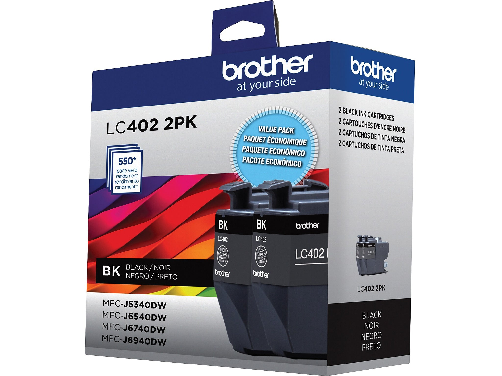 Brother LC402 Black Standard Yield Ink Cartridge, 2/Pack