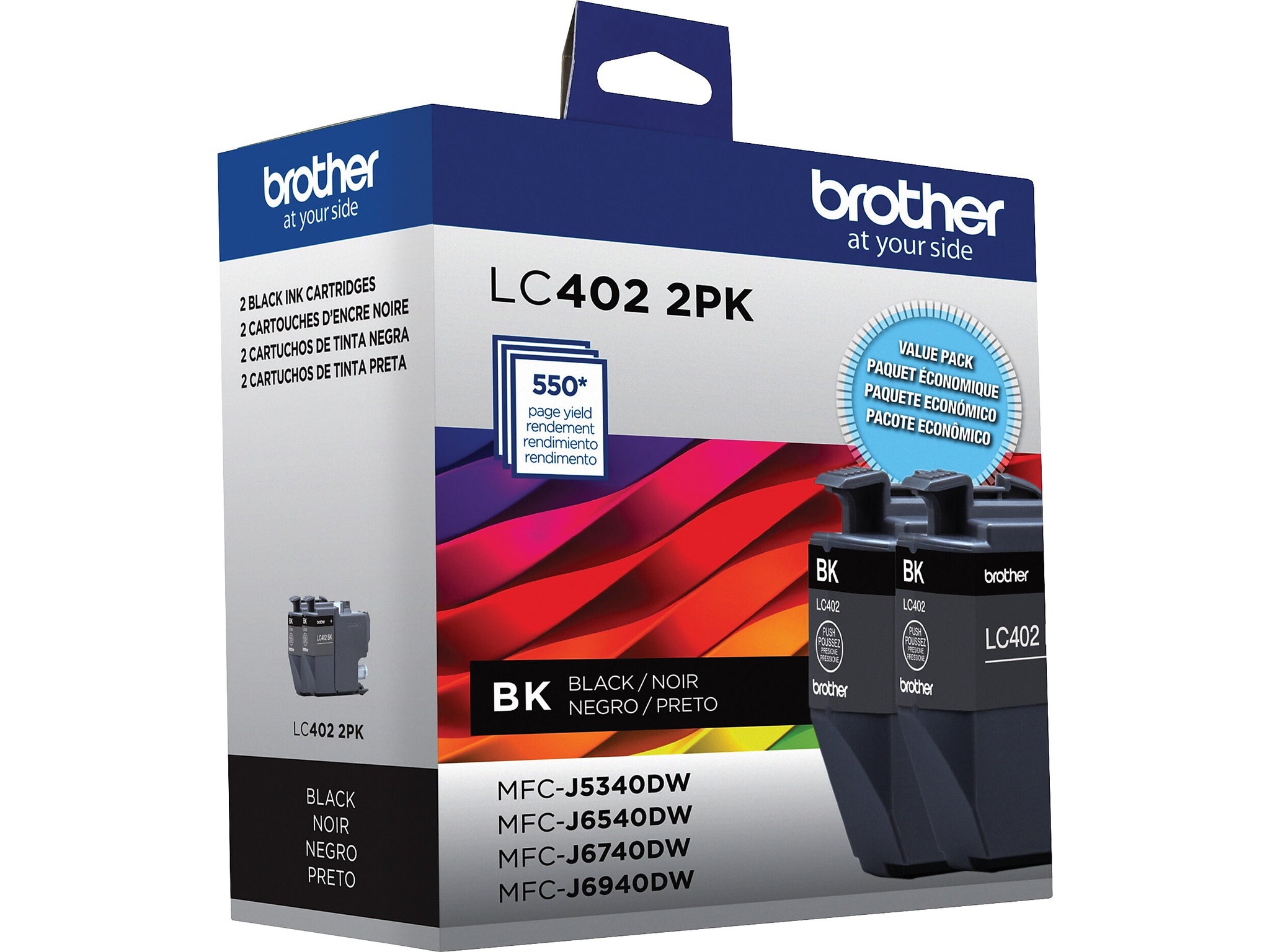 Brother LC402 Black Standard Yield Ink Cartridge, 2/Pack
